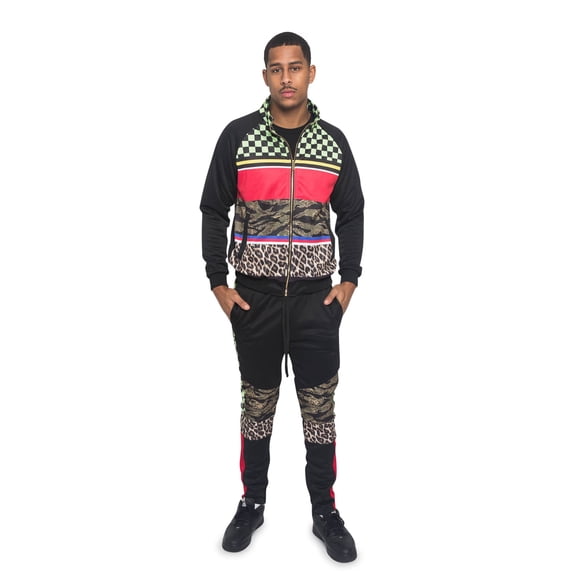 Men's Savage All-in-One Track Suits 2 Piece Sweatsuit Set ST572 - Black - 4X-Large
