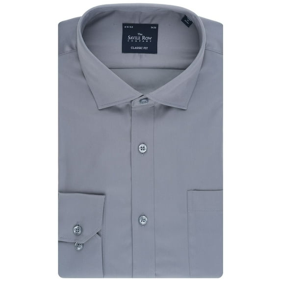 Men's Savile Row Classic Fit Sateen Dress Shirt Color: Light Gray Size: 2X-34/35