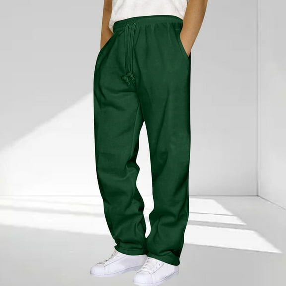 LONKITO Mens Sweatpants with Pockets Outdoor Running Jogger Pants Elastic Waist Drawstring Workout Casual Sweatpants Open Bottom, Green XXL