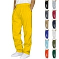 thumbnail image 1 of LONKITO Mens Sweatpants with Pockets Outdoor Running Jogger Pants Elastic Waist Drawstring Workout Casual Sweatpants Open Bottom, Yellow S, 1 of 5