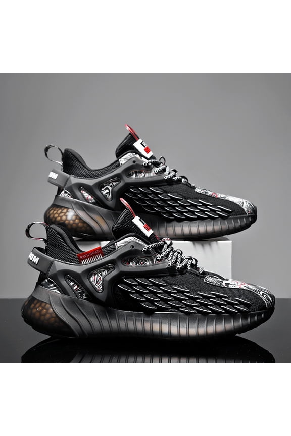 Men's Scale-Pattern Sneakers with Breathable Mesh Panels & Cushioned Midsole - Lightweight Low-Top Lace-Up Suitable for Casual,, Urban Wear - Trendy Athletic Footwear