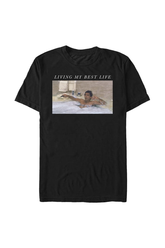 Men's Scarface Tony Living Best Life Bubble Bath Graphic T-Shirt
