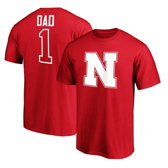 Men's Scarlet Nebraska Huskers #1 Dad T-Shirt