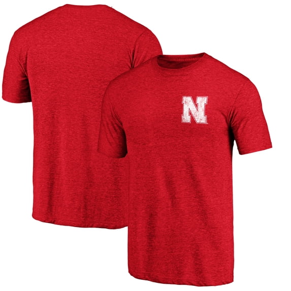 Men's Scarlet Nebraska Huskers Left Distressed Logo Tri-Blend T-Shirt