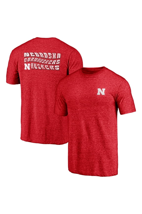 Men's Scarlet Nebraska Huskers Wavy Logo Tri-Blend T-Shirt