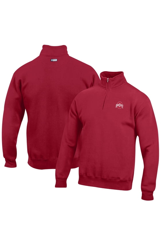 Men's Scarlet Ohio State Buckeyes Big Cotton Quarter-Zip Pullover Sweatshirt