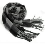 SEPELA Men's Scarves Classic Arrival Winter Plaid Scarf Tassel Edge Soft Warm Scarf,Black Grey