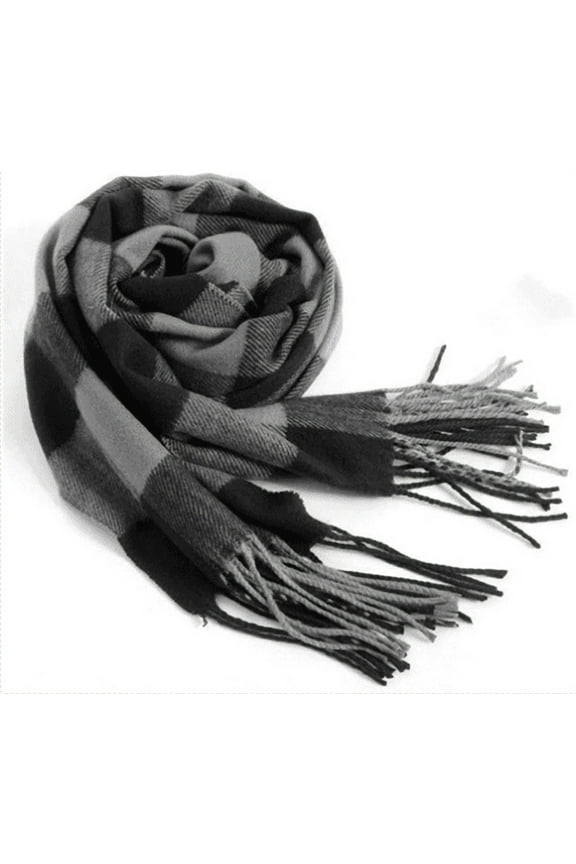 Men's Scarves Classic Arrival Winter Plaid Scarf Tassel Edge Soft Warm Scarf,Black Grey