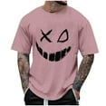 thumbnail image 1 of Men's Scary Graphic Tees, Trendy Smiling Face Short Sleeve Round Neck Tee Tops, Relaxed Fit Cool T-Shirt Shirts, 1 of 4