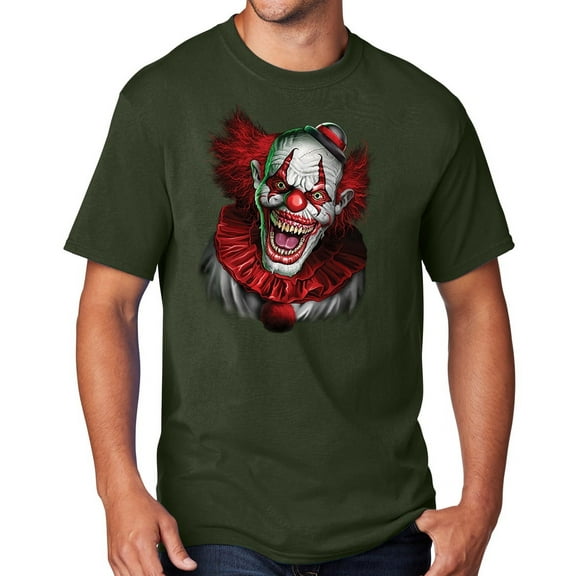 Men's Scary RED CLOWN T-shirt, 2XL Olive - TALL