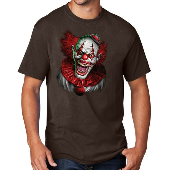 Men's Scary RED CLOWN T-shirt, 3XL Dark Chocolate Brown