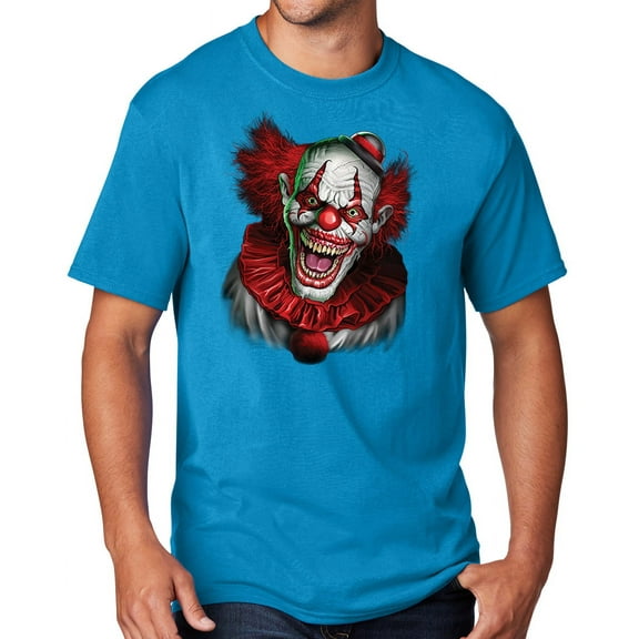 Men's Scary RED CLOWN T-shirt, 6XL Sapphire Blue