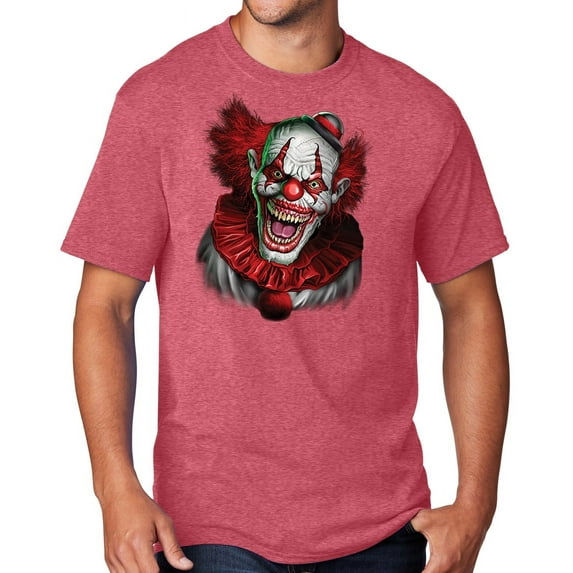 Men's Scary RED CLOWN T-shirt, Large Heather Red