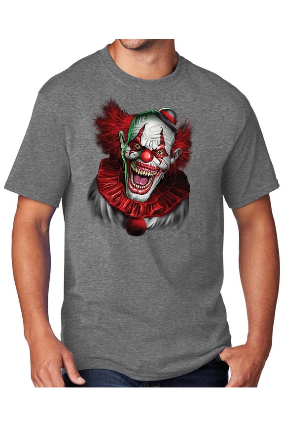 Men's Scary RED CLOWN T-shirt, Medium Graphite Heather