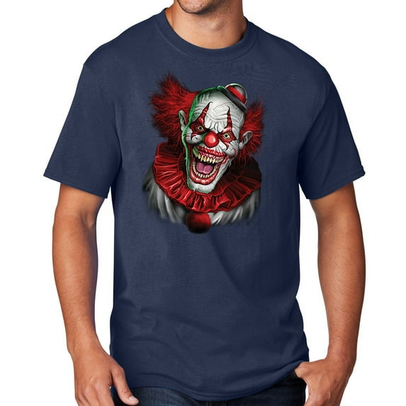 Men's Scary RED CLOWN T-shirt, Medium Navy Blue