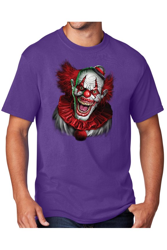 Men's Scary RED CLOWN T-shirt, Medium Team Purple