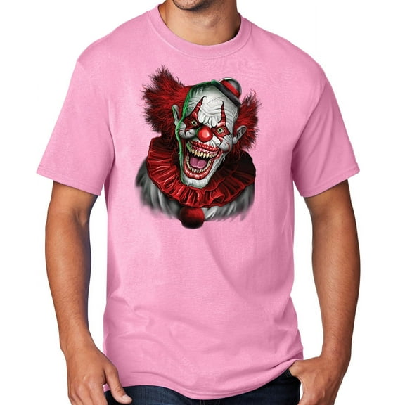 Men's Scary RED CLOWN T-shirt, Small Candy Pink