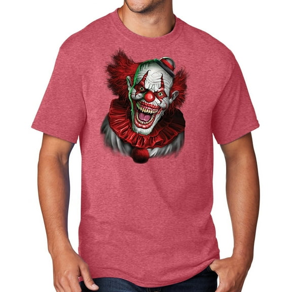 Men's Scary RED CLOWN T-shirt, Small Heather Red