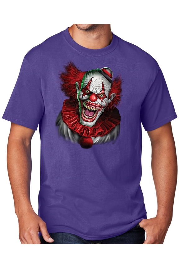 Men's Scary RED CLOWN T-shirt, XL Purple