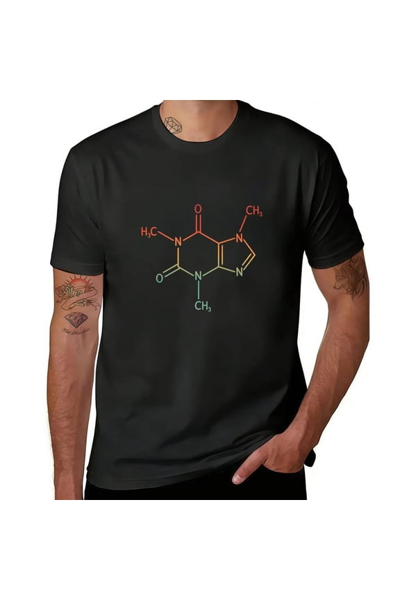 Men's Science-Themed Chemistry Molecule Formula Graphic Casual T Shirt Cotton Short Sleeve Round Neck Top Black S-5XL