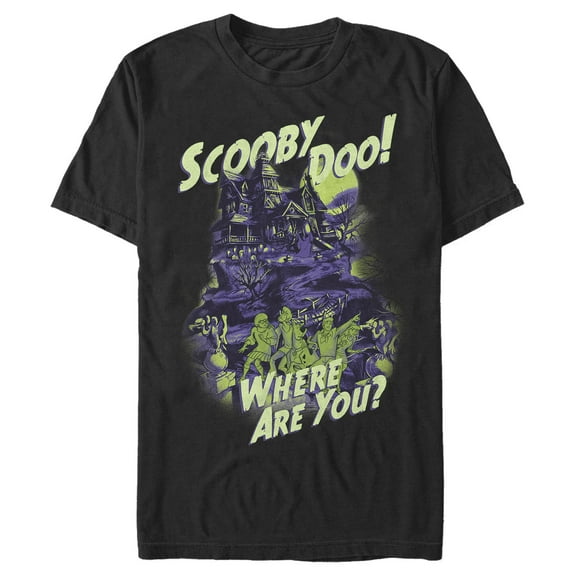 Men's Scooby Doo Haunted House Graphic Tee Black X Large