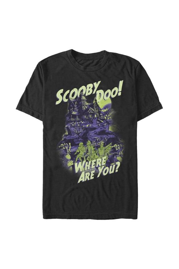 Men's Scooby Doo Haunted House Graphic Tee Black X Large