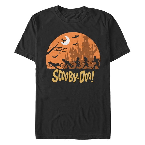 Men's Scooby Doo Moon Silhouette Chase Graphic Tee Black 2X Large