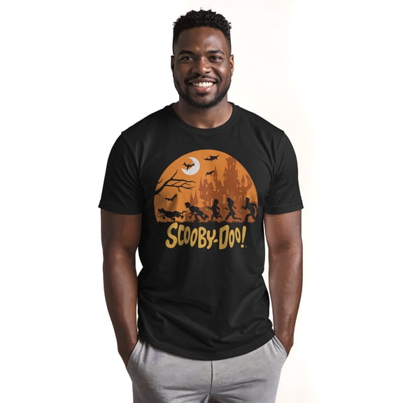 Men's Scooby Doo Moon Silhouette Chase Graphic Tee Black 2X Large