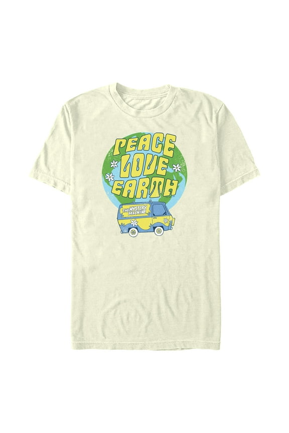 Men's Scooby Doo Peace Love Earth Graphic Tee Beige 2X Large