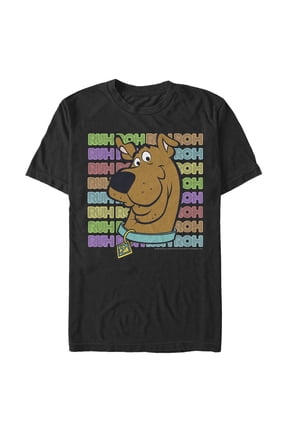 Men's Scooby Doo Ruh Roh Background Text Graphic Tee Black 3X Large