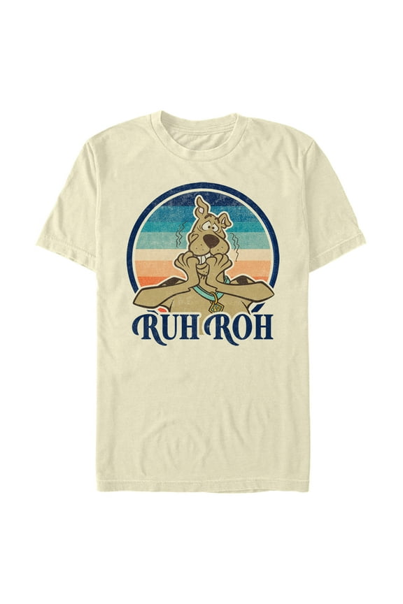 Men's Scooby Doo Ruh Roh Retro Circle Graphic Tee Beige X Large