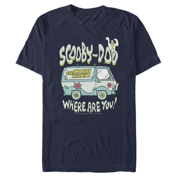 Men's Scooby Doo Where Are You? Mystery Machine. Graphic Tee Navy Blue Small