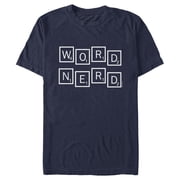 Mens Scrabble Word Nerd Graphic Tee Navy Blue Large