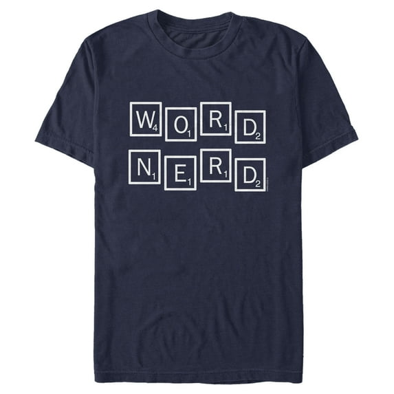 Men's Scrabble Word Nerd Graphic Tee Navy Blue Small