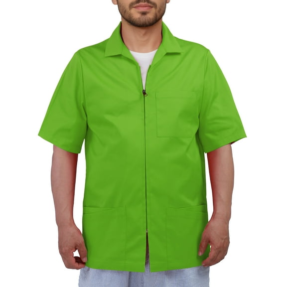 Men's Scrub Jacket Zip Front Short Sleeve