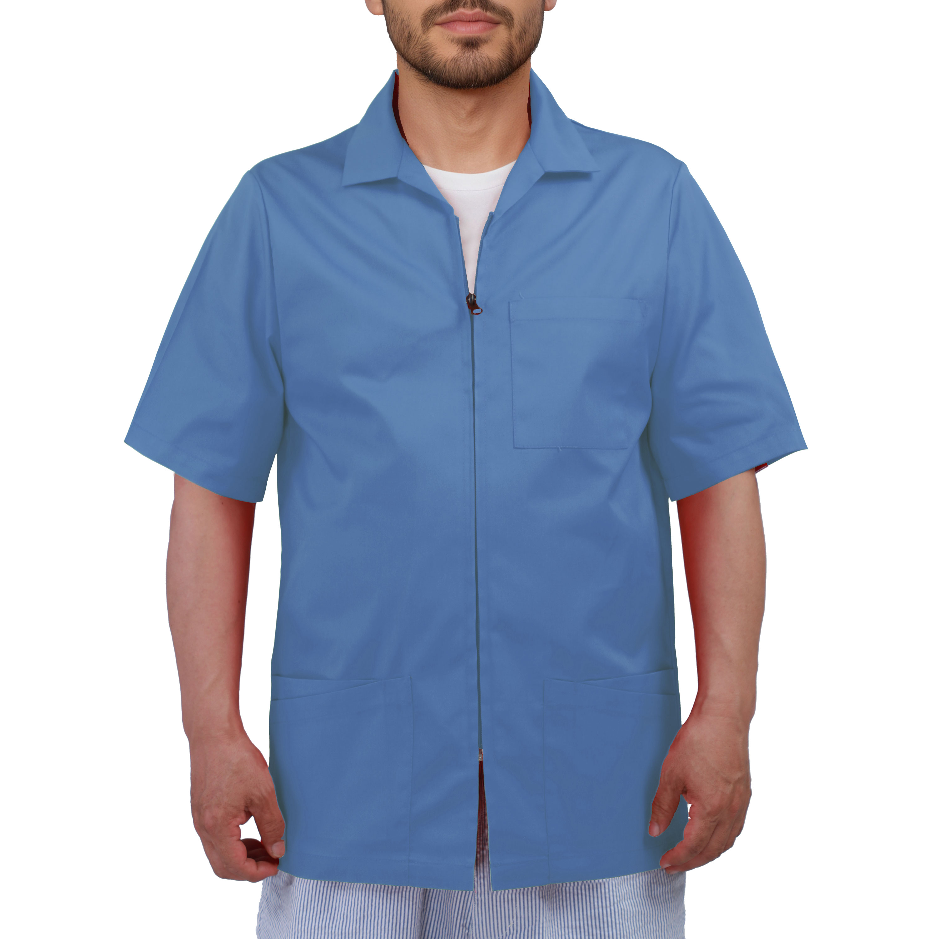 HEALTH ショートジャケット Men's Scrub Jacket Zip Front Short Sleeve - Walmart.com
