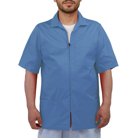 Men's Scrub Jacket Zip Front Short Sleeve