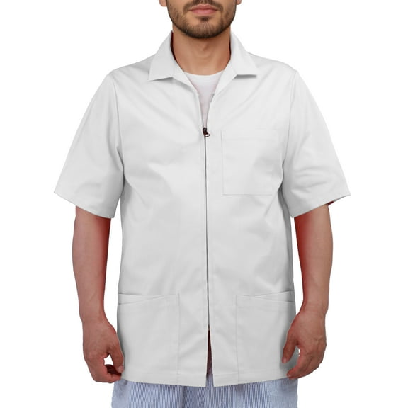 Men's Scrub Jacket Zip Front Short Sleeve