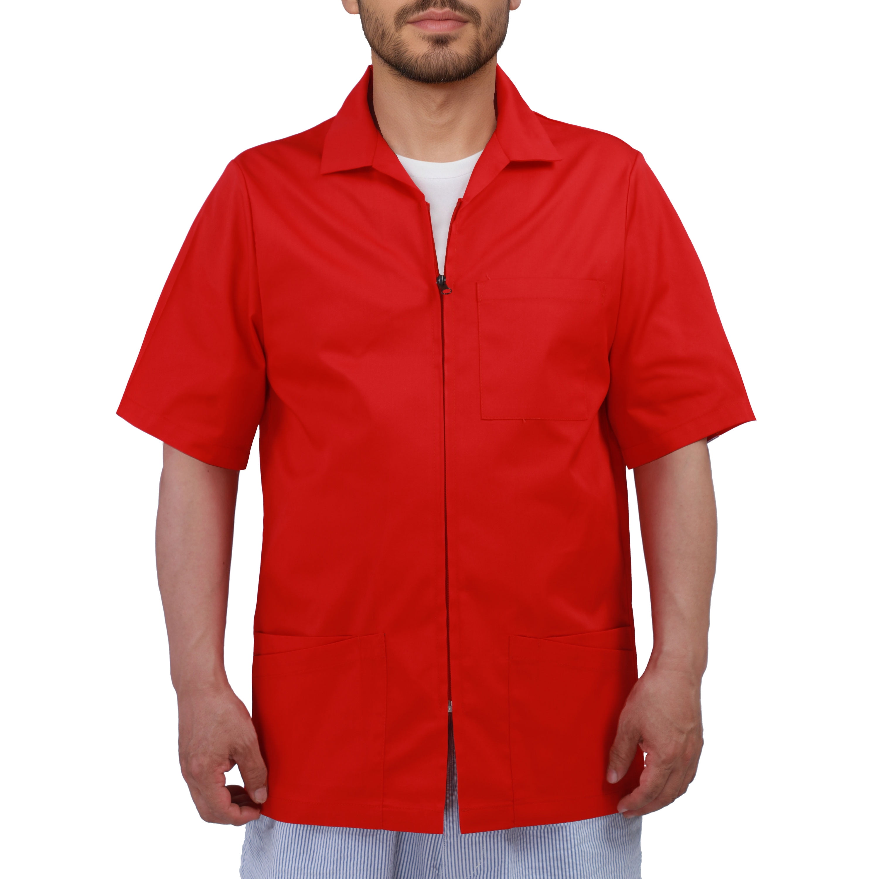 HEALTH ショートジャケット Men's Scrub Jacket Zip Front Short Sleeve - Walmart.com