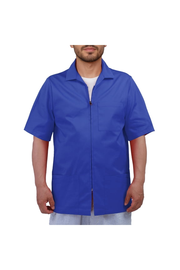 Men's Scrub Jacket Zip Front Short Sleeve