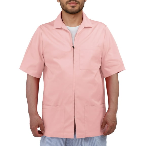 Men's Scrub Jacket Zip Front Short Sleeve