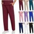 thumbnail image 1 of Men's Scrub Pants Solid Color Straight Barrel Draw Rope Elastic Waist Multiple Pockets Nursing Worker Pants, 1 of 9