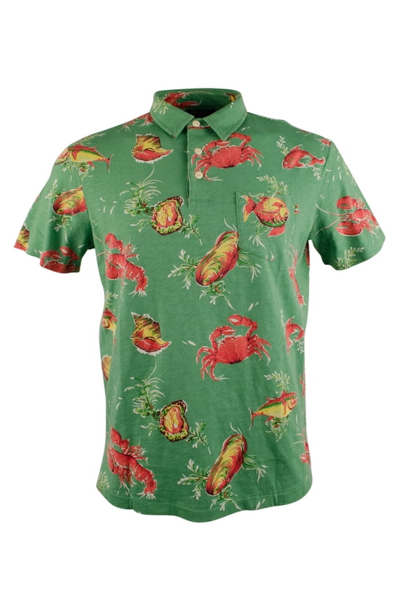 Men's Sea Critter Print Short Sleeve Jersey Polo Shirt-TG-S