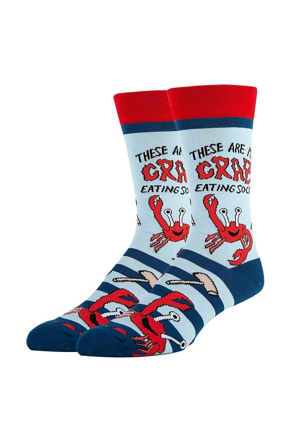 Mens Sea Themed Novelty Crew Socks, Crazy Funny Saying Cotton Dress Socks Gift - Crab Eating
