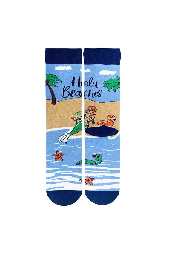 Mens Sea Themed Novelty Crew Socks, Crazy Funny Saying Cotton Dress Socks Gift - Hola Beaches