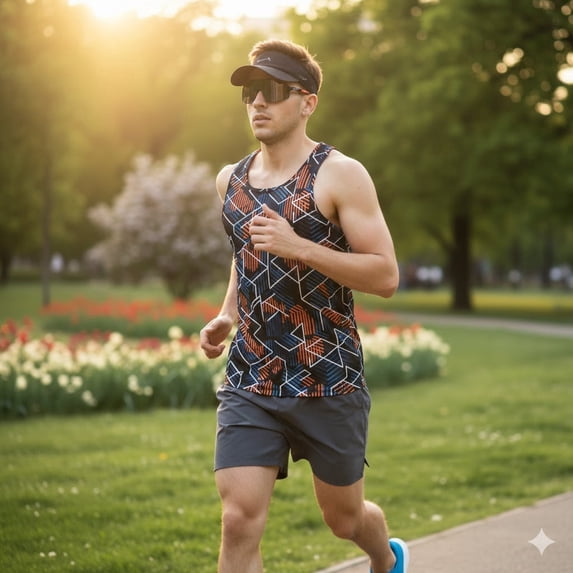 Men's Seamless Heat-Bonded Running Vest, Lightweight Moisture-Wicking Singlet for Marathon & Trail Running, Reflective
