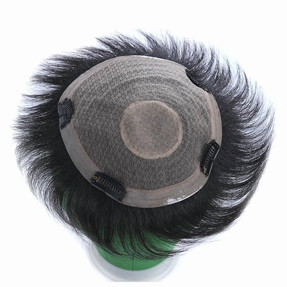 Men's Seamless Human Hair Replacement Patch Breathable Flip-Up Hair System for Natural Baldness Solutions