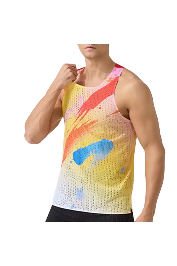 Men's Seamless Running Tank Tops Ultra Lightweight Marathon Singlets Breathable Quick Dry Mesh Casual Sleeveless Shirt