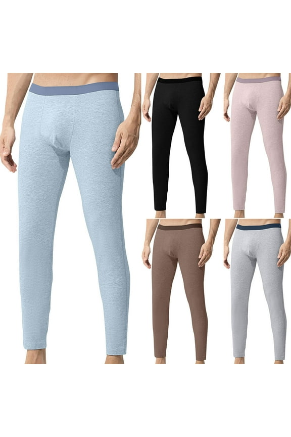 Men's Seamless Thermal Pants, Tight Fitting Base Layer Leggings, Elastic Waist, Breathable & Stretchy, for Workout, Running, Hiking & Daily Wear, Winter Essentials | HAODEJW,Black XL