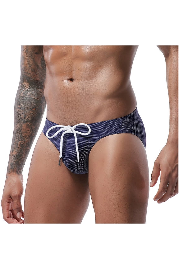 Men's Seamless Triangle Briefs - Quick-Dry Adjustable Drawstring Swimwear & Daily Underwear, Soft Moisture-Wicking Multicolor Bikini Briefs